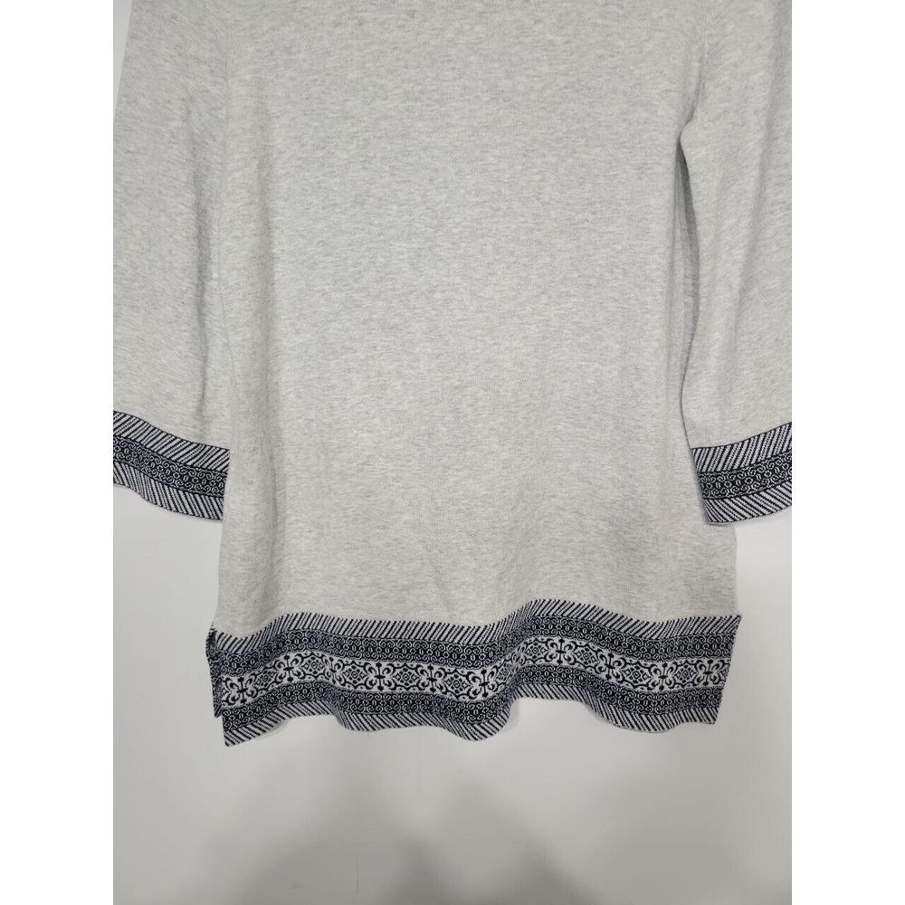 Chico's 0 Women's Heather Grey 3/4th Sleeve Size Small Geometric‎ Trim - Picture 3 of 4